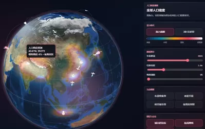 全球人口密度3D热力带