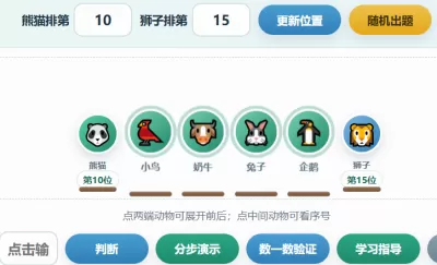动物排队问题互动学习