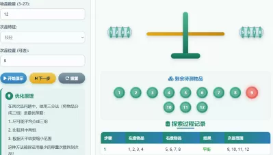 天平称量演示找次品